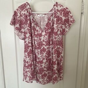 Chic Red Floral Blouse